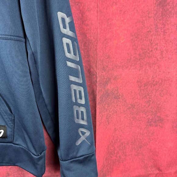 BAUER TEAM FLEECE HALF-ZIP BLUE PULLOVER WITH CHICAGO HOCKEY CLUB LOGO, SIZE L - Picture 6 of 13